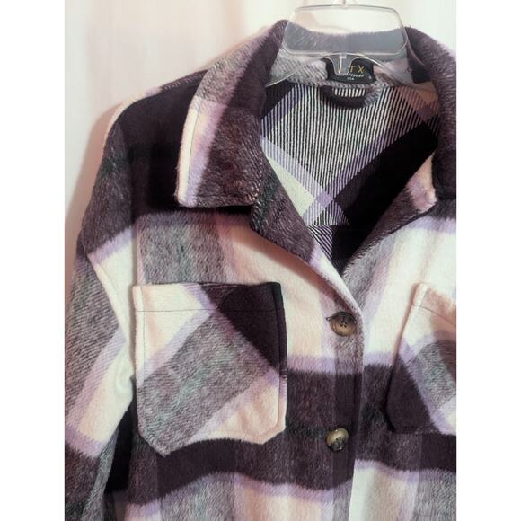 LTX Sportswear Deep Purple Plaid Cropped Wool Blend Jacket Small J2 Cabincore - Picture 3 of 7